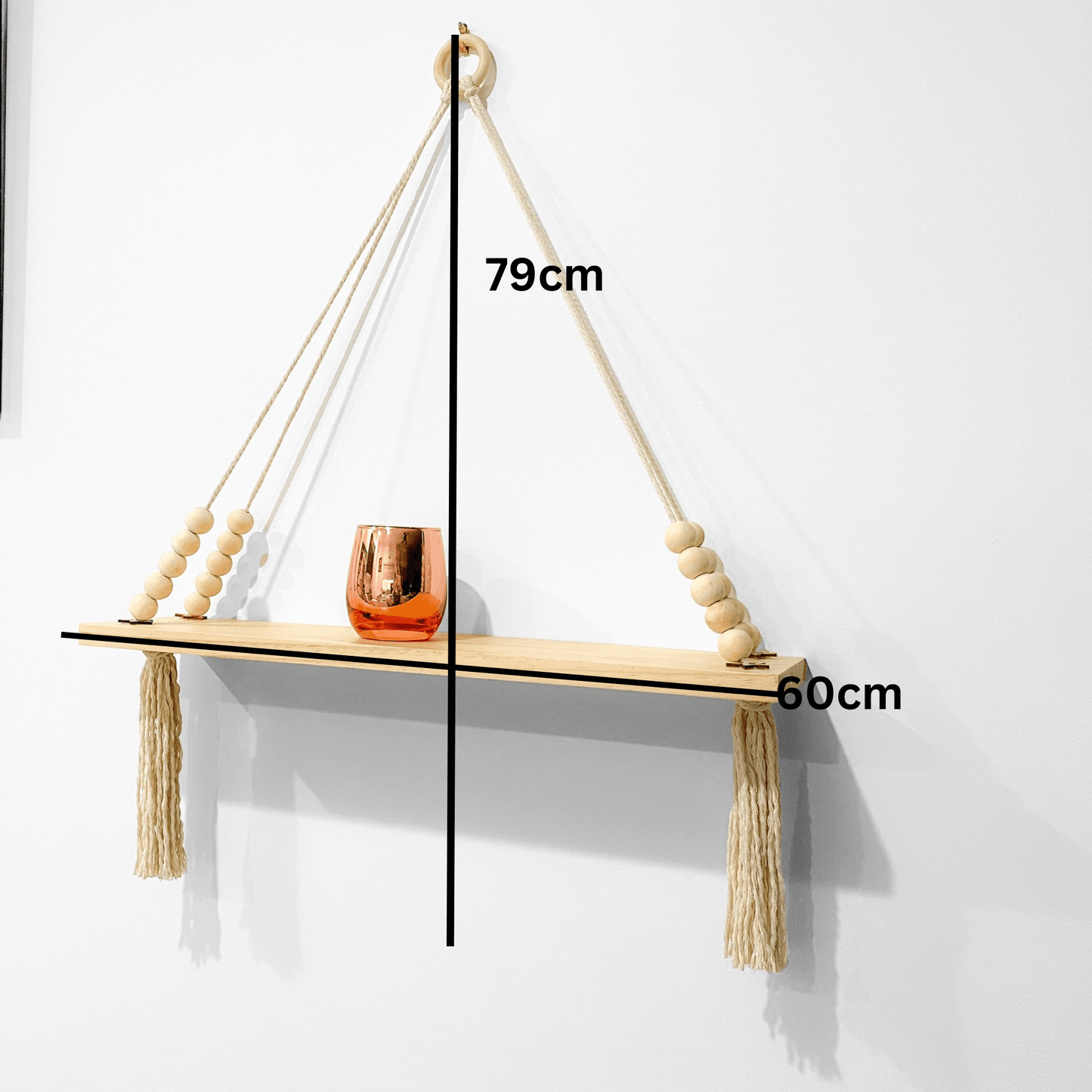 Macrame Handmade Hanging Shelf // 79cm x 60cm // Free Delivery Australia Wide - Cottonknotsxx