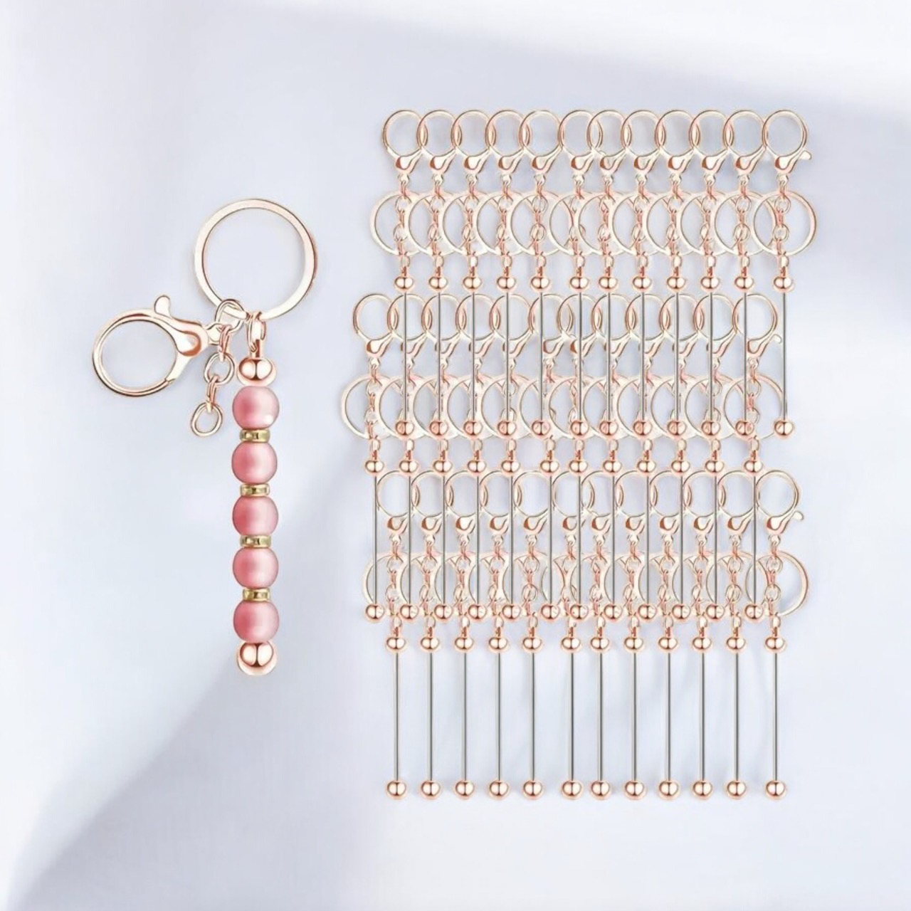 Pack of 10 Keychain Blank Bars | Rose Gold - Cottonknotsxx