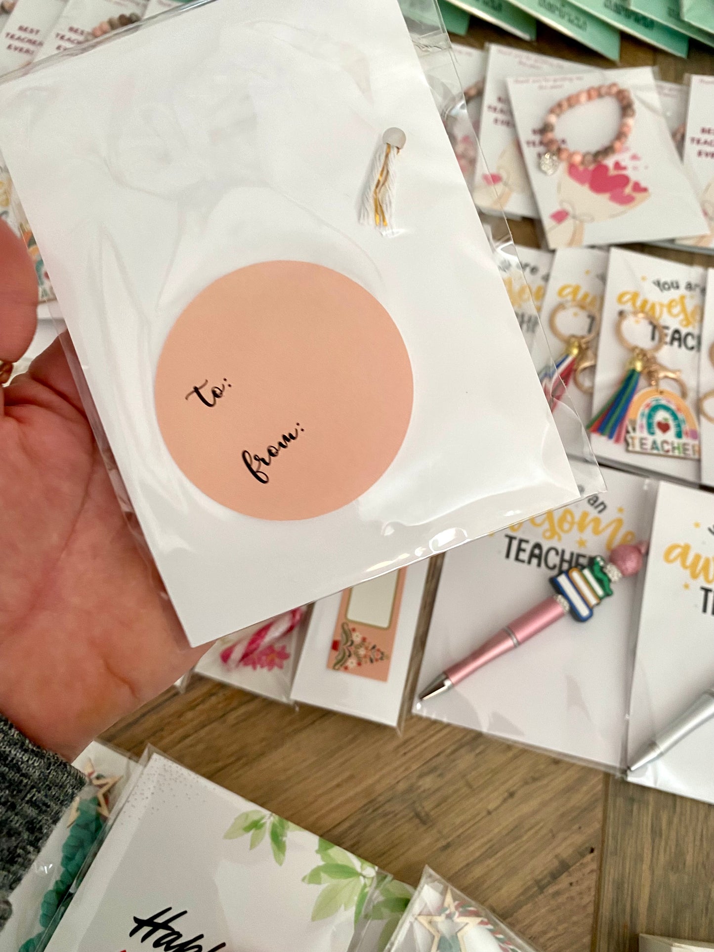 Rainbow Cheers for an Awesome Teacher – Gift Card & Keyring Set - Cottonknotsxx