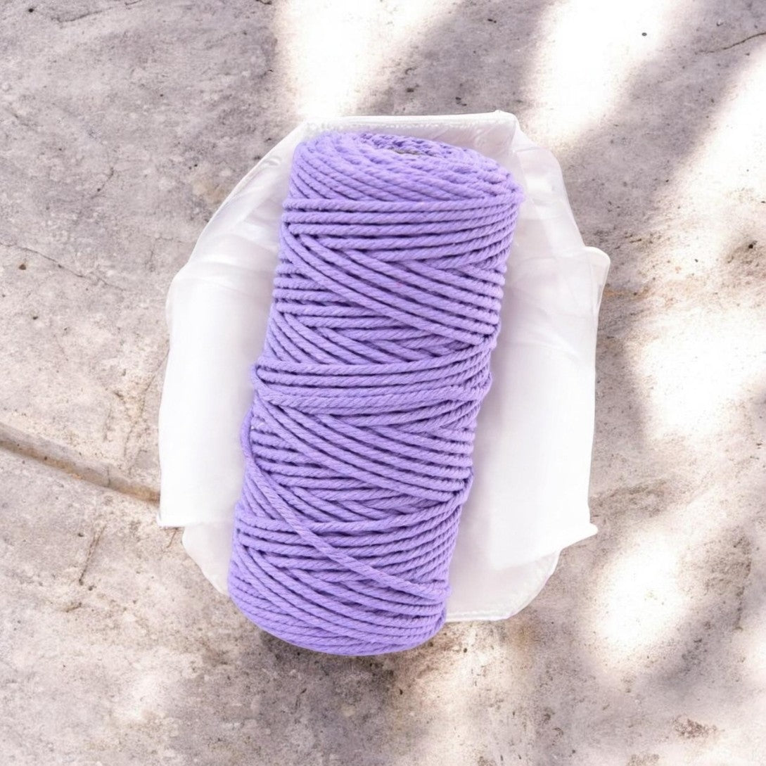 4mm Macrame Cord | Lavender | 100m | 3ply Cotton