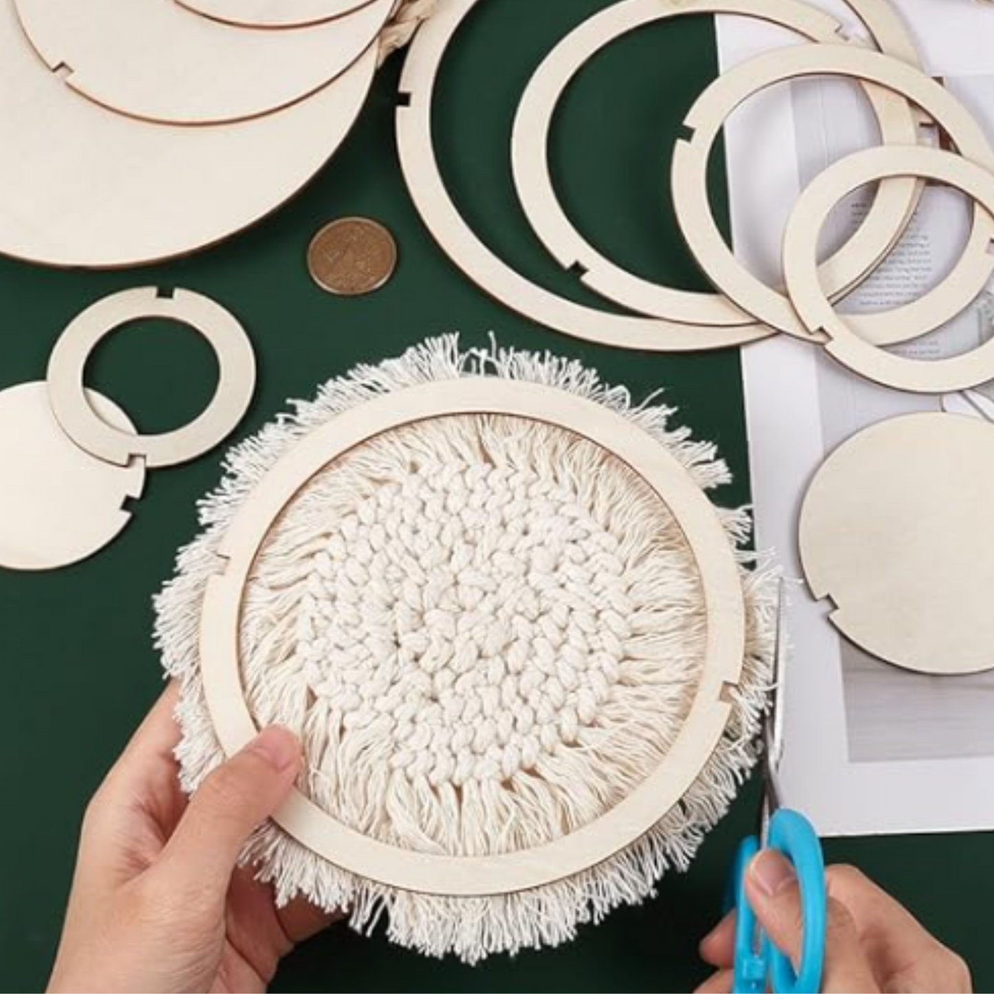 PACK OF 6 macrame coaster cutting templates | Fringe cutting tool