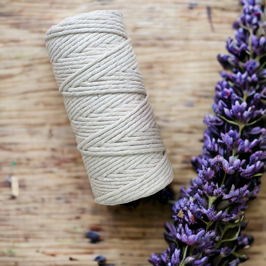 3MM 1ply Macrame String | NATURAL | 100% Recycled Cotton | 100m - Cottonknotsxx