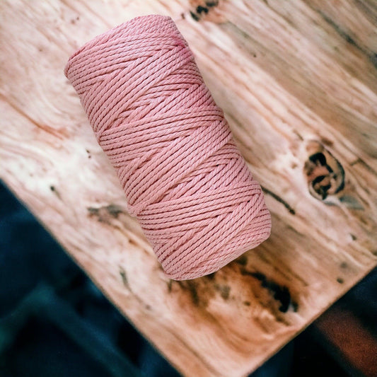 3MM 3Ply Macrame Cord | FLESH PINK | 100% Recycled Cotton | 100m - Cottonknotsxx