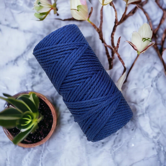 3MM 3ply Macrame Cord | MIDNIGHT BLUE | 100% Cotton | 100m - Cottonknotsxx
