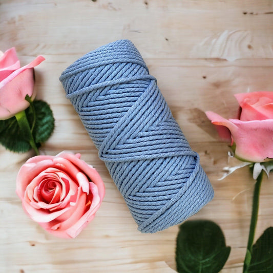 3MM 3Ply Macrame Cord | PASTEL BLUE | 100% Cotton | 100m - Cottonknotsxx