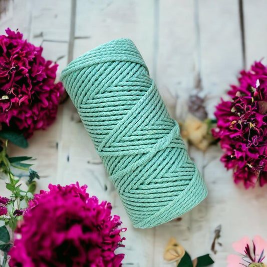 3MM 3Ply Macrame Cord | SPEARMINT | 100% Cotton | 100m - Cottonknotsxx