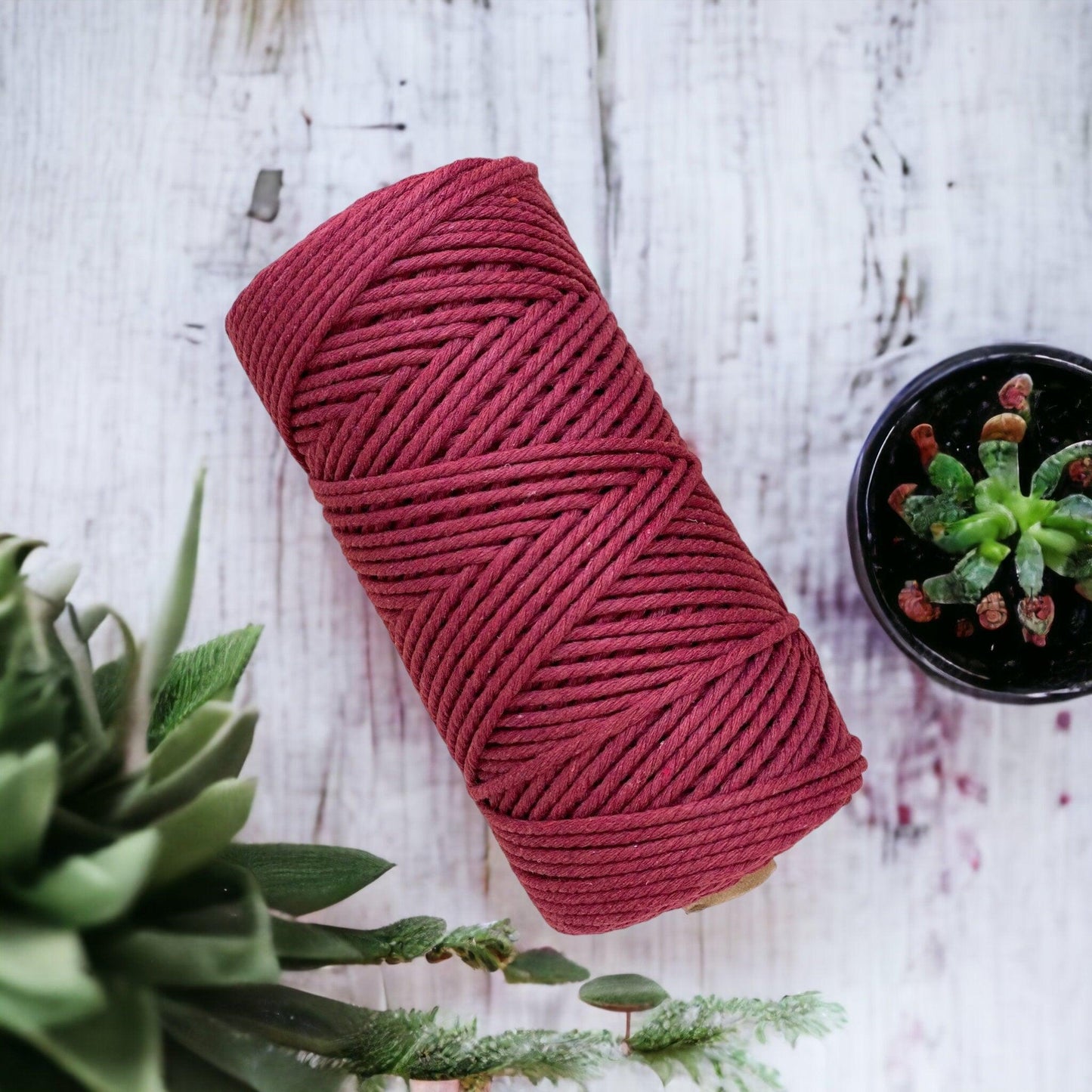 3MM 3ply Rope // CRIMSON // 100% Cotton - Cottonknotsxx