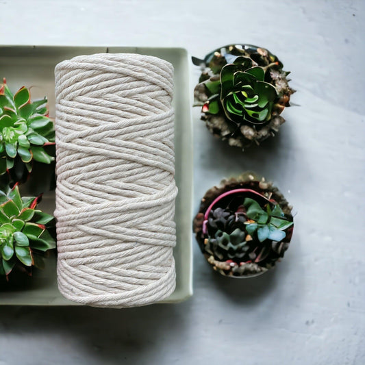 4MM Recycled Macrame String | NATURAL | 100% Recycled Cotton | 100m - Cottonknotsxx