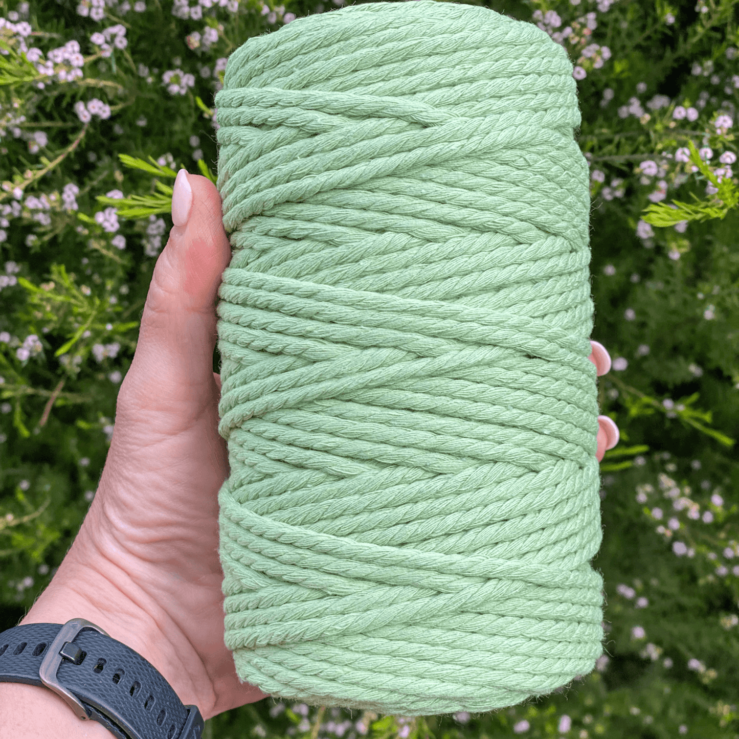 5MM 3Ply Recycled Macrame Cord | GREEN APPLE | 100m - Cottonknotsxx