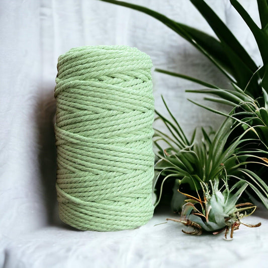 5MM 3Ply Recycled Macrame Cord | GREEN APPLE | 100m - Cottonknotsxx