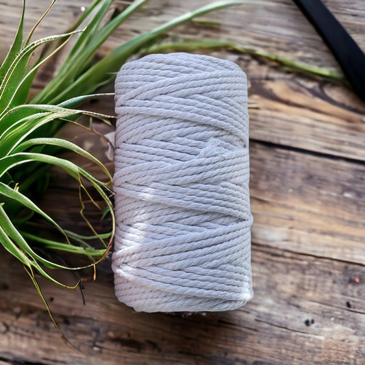 5MM 3Ply Recycled Macrame Cord | WHITE | 100m - Cottonknotsxx