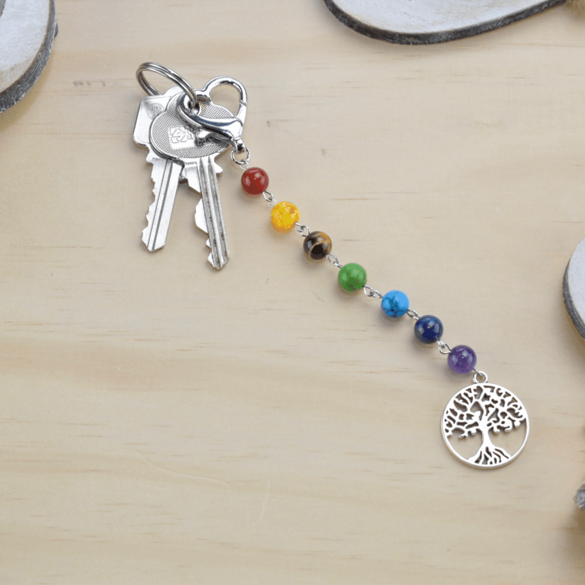 7 Chakras Keyring // Tree of Life // 15cm - Cottonknotsxx