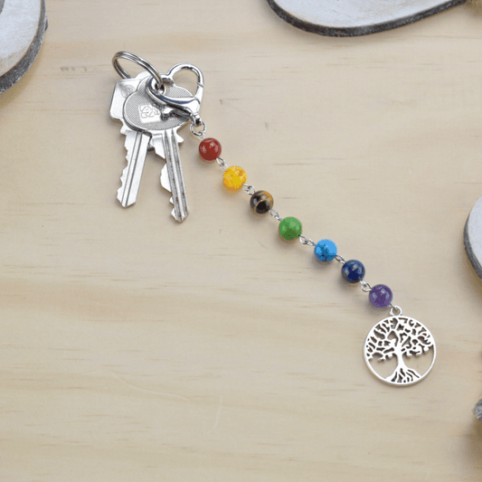7 Chakras Keyring // Tree of Life // 15cm - Cottonknotsxx