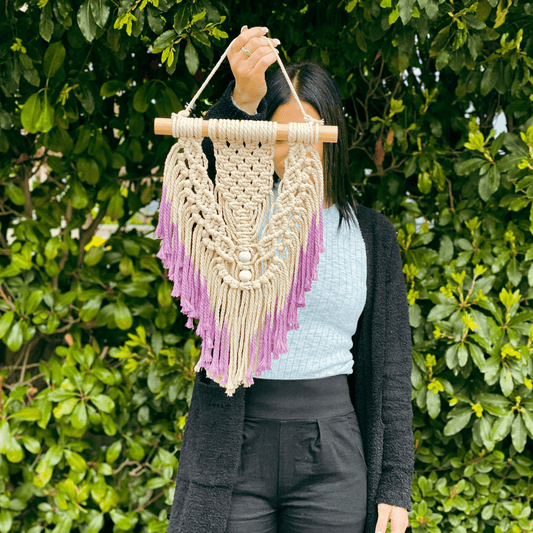 Handmade Macrame Wall Hanging // 'CELINE' in purple // 30cm x 50cm - Cottonknotsxx
