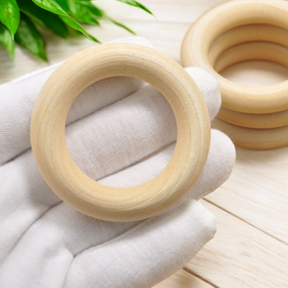 20 PACK Wooden Rings 55mm | Suitable for Macrame Plant hangers - Cottonknotsxx