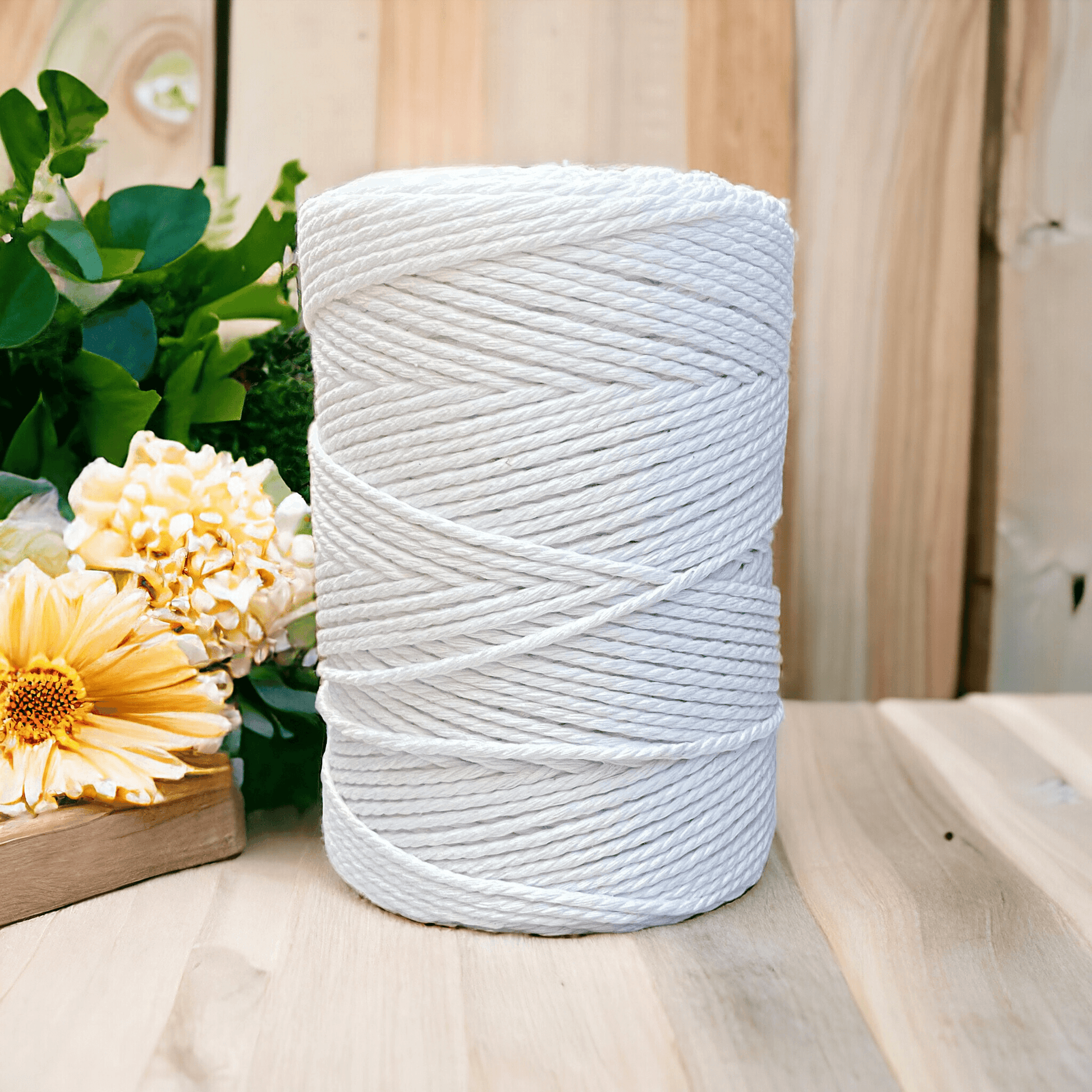 3mm 3ply Cord | 200m | WHITE | 100% Cotton - Cottonknotsxx