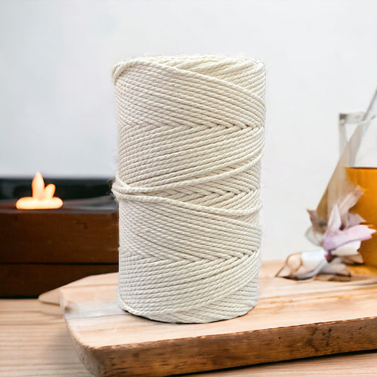 4mm 3ply Cord | 200m | NATURAL | 100% Cotton - Cottonknotsxx