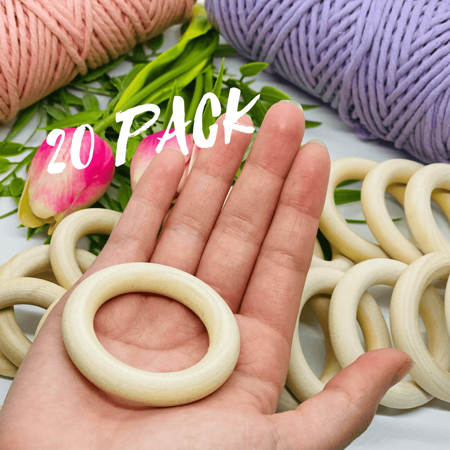 Natural raw unfinished wooden rings // 55mm // Pack of 20 - Cottonknotsxx