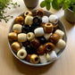 210 Pack | Barrel Wooden Beads | 17mmx16mm | Hole 8mm | MIXED COLOURS - Cottonknotsxx