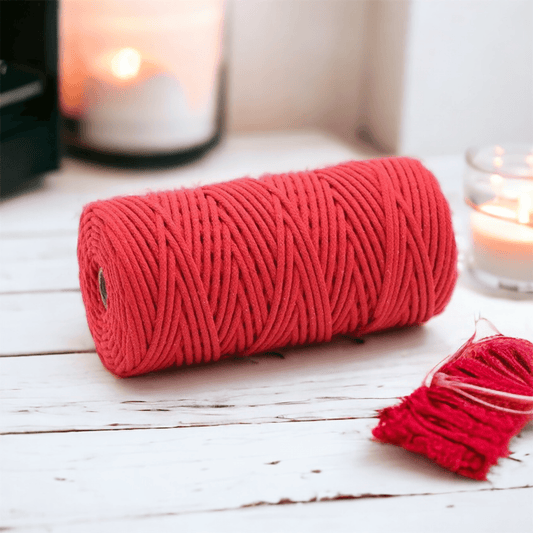 4MM RED Braided Cord | 100% Cotton - Cottonknotsxx