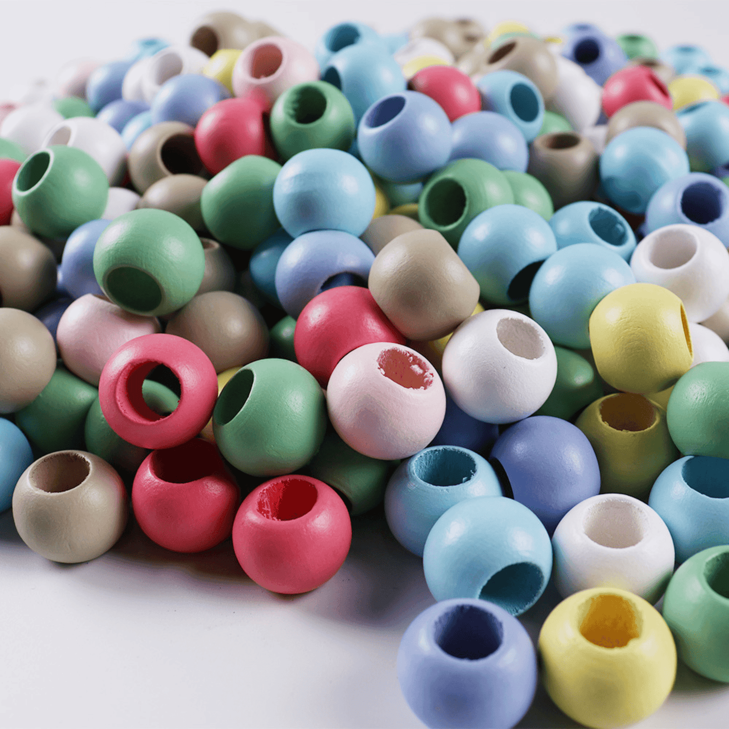 24 PACK Large Pastel Coloured Beads | 20mm | 10mm hole - Cottonknotsxx