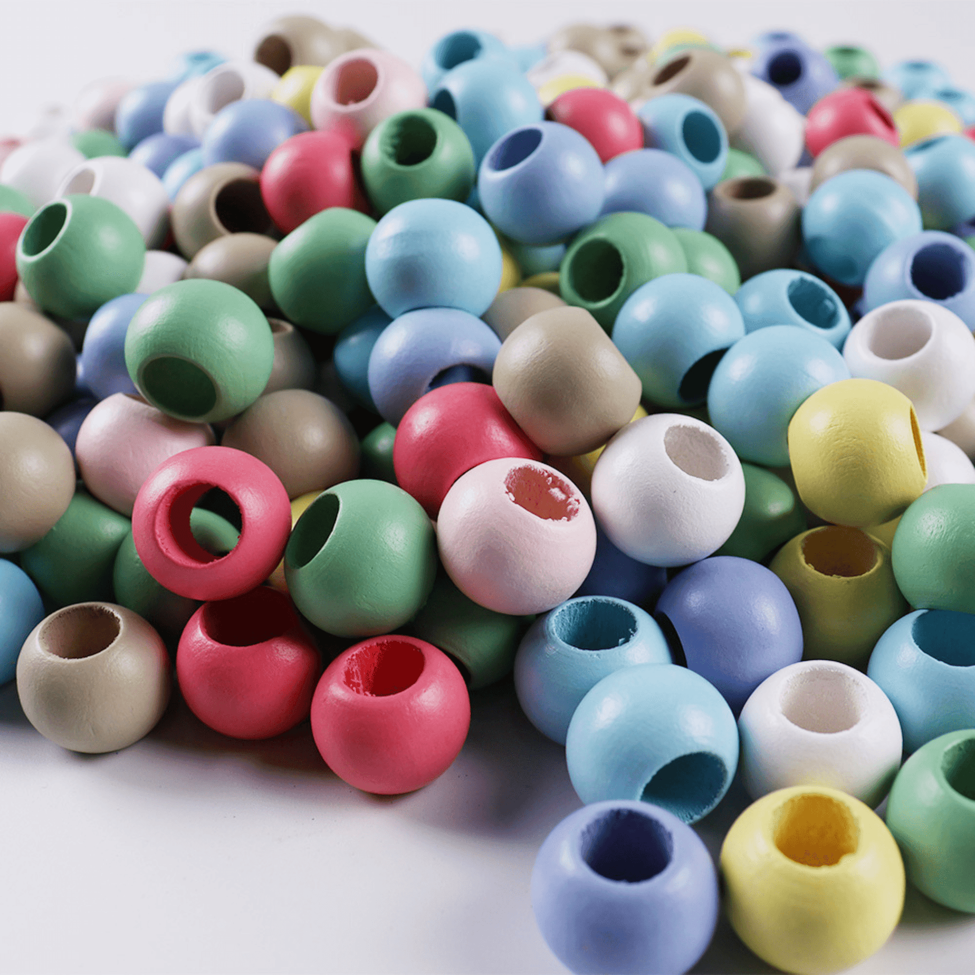 24 PACK Large Pastel Coloured Beads | 20mm | 10mm hole - Cottonknotsxx