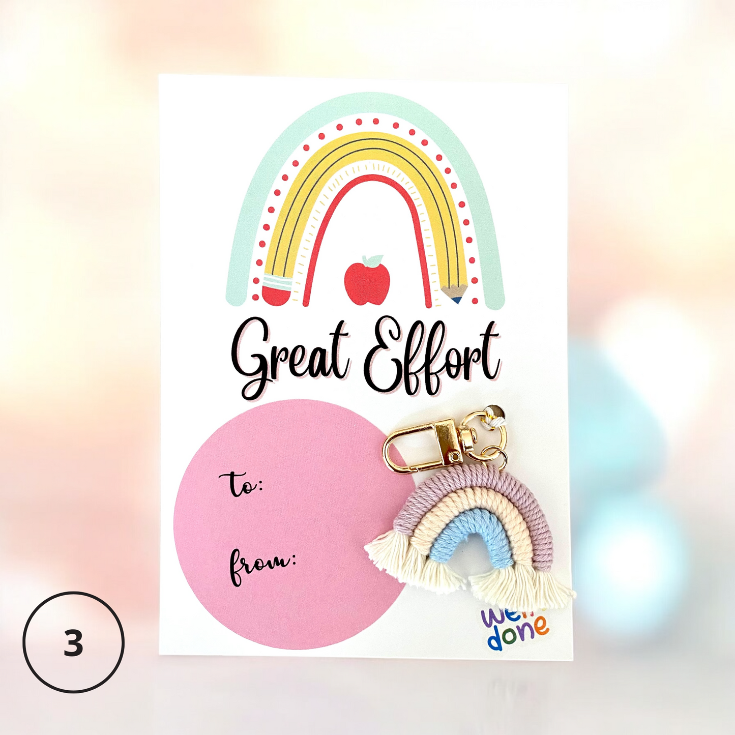 STUDENT | Great Effort Card | Rainbow Keyring Set