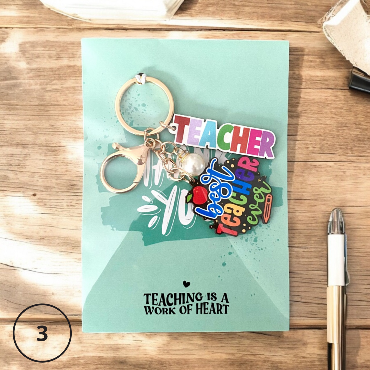 TEACHER | Thank You Card | Keyring Set