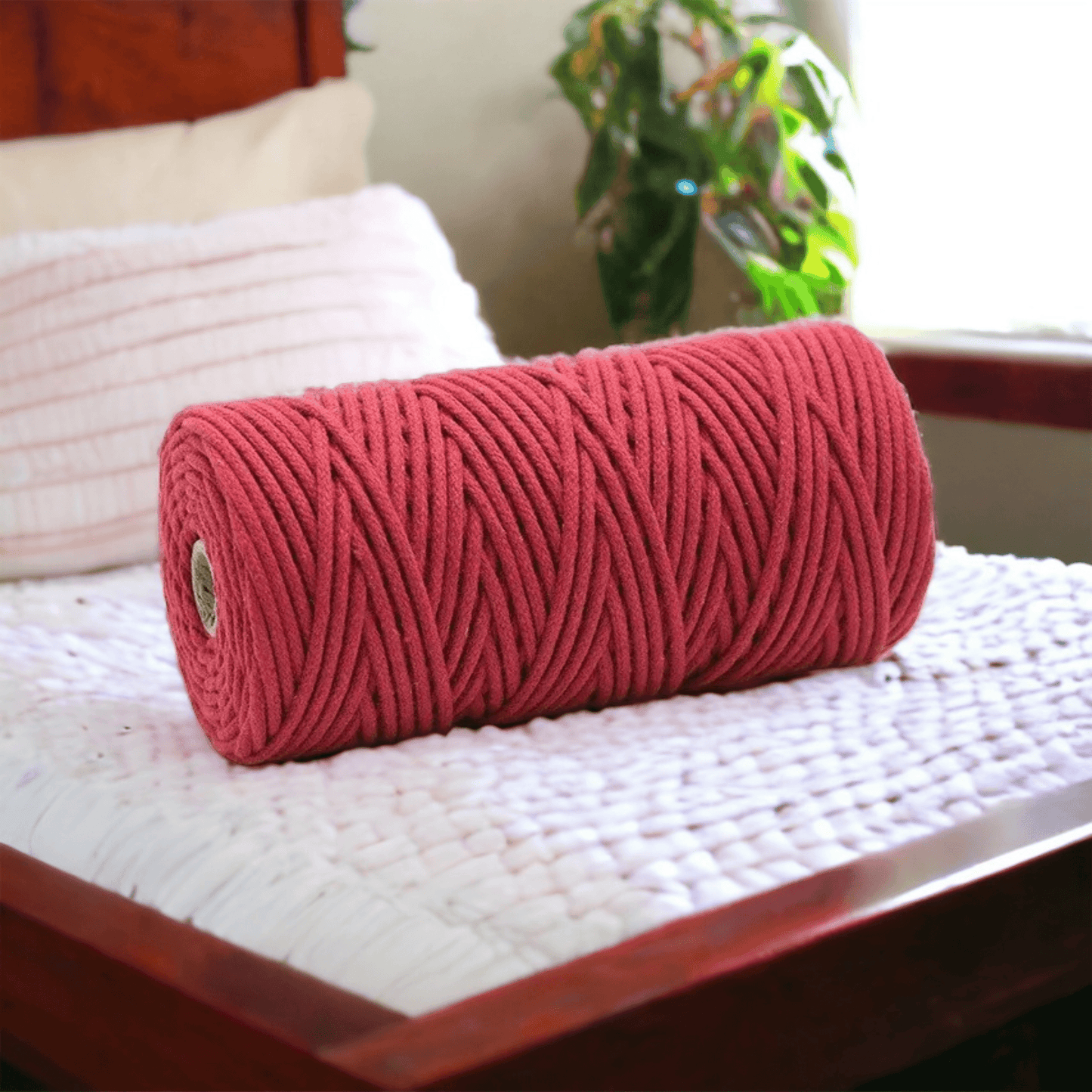 3MM Braided Macrame Cord | MAROON | 100% Pure Cotton | 100m - Cottonknotsxx