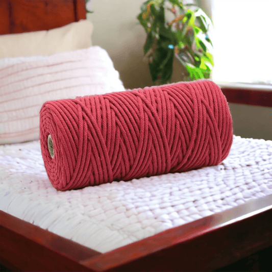 3MM Braided Macrame Cord | MAROON | 100% Pure Cotton | 100m - Cottonknotsxx