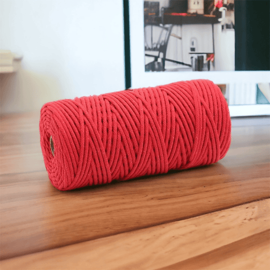 3MM Braided Macrame Cord | RED | 100% Pure Cotton | 100m - Cottonknotsxx