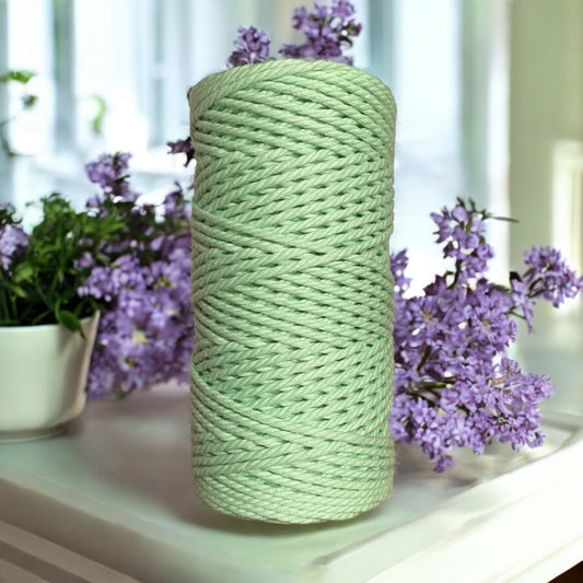 3mm 3ply Luxe macrame cord in Mint Green colour.