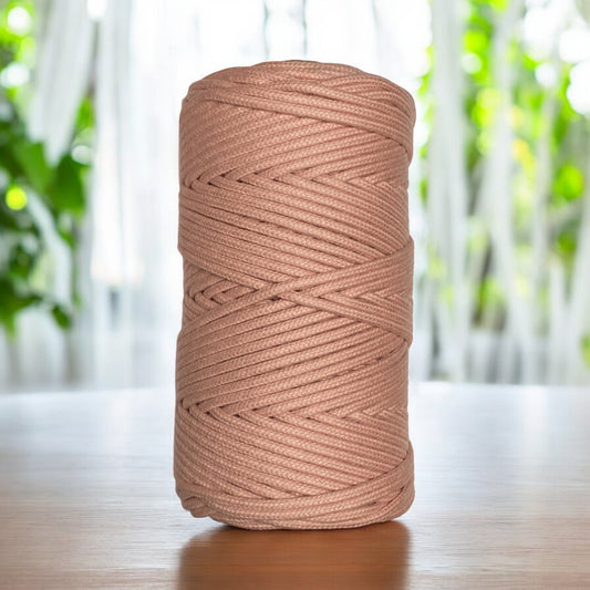 3mm Luxe Braided Macrame Cord in Antique Pink, 100m roll of premium cotton - Cottonknotsxx