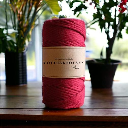 3MM CHERRY-RED Luxe Macrame String | 100% Cotton - Cottonknotsxx