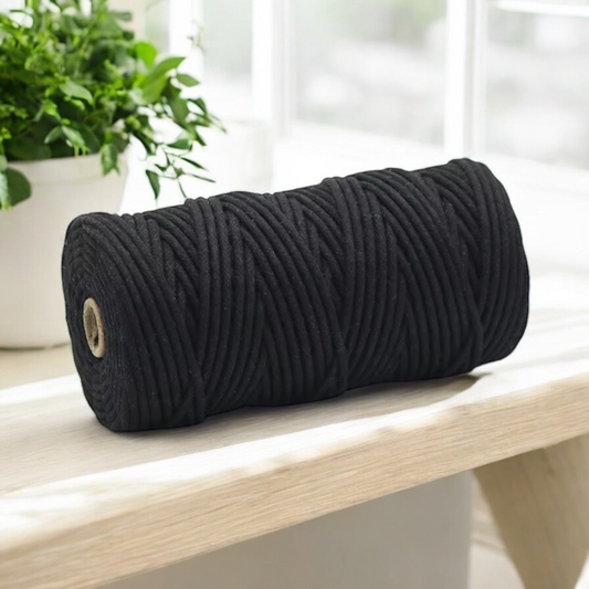 3MM Braided Cord | BLACK | 100% Pure Cotton