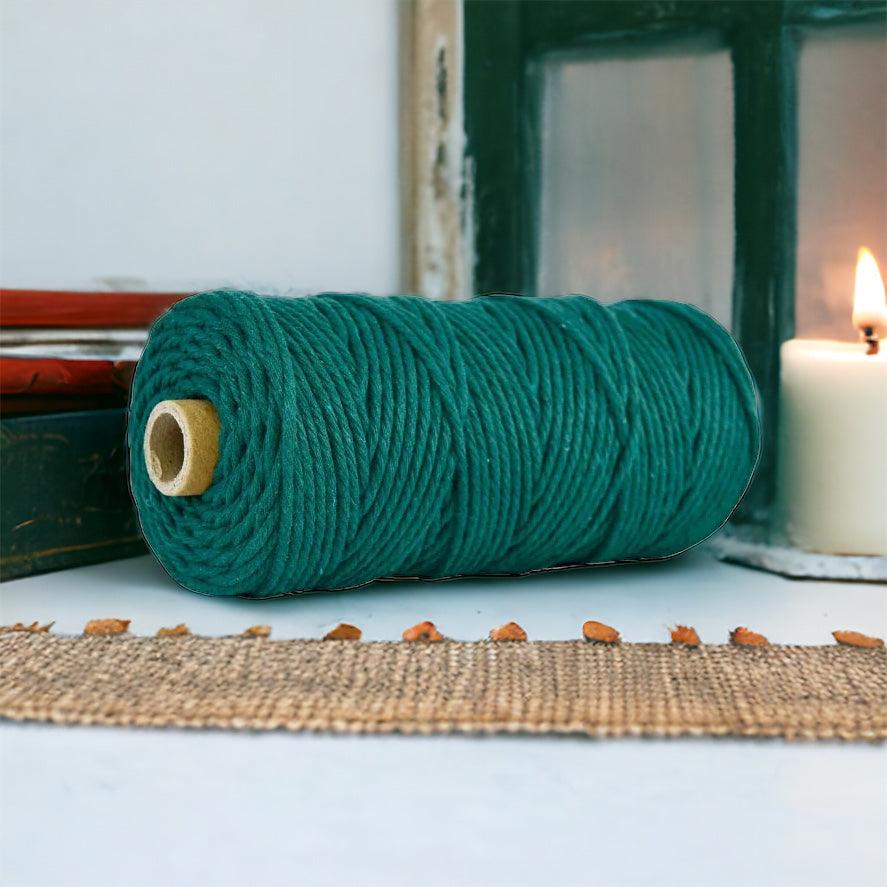 4MM 3Ply Rope | 100m | JADE | 100% Cotton - Cottonknotsxx