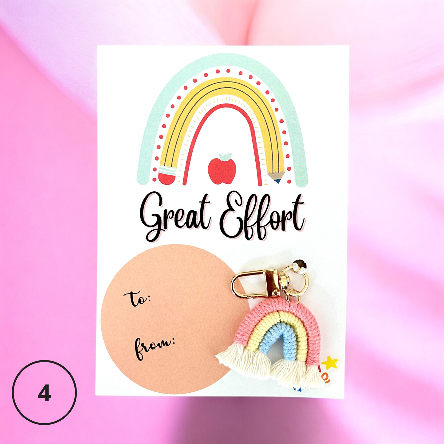 STUDENT | Great Effort Card | Rainbow Keyring Set