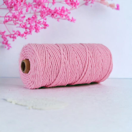4MM 3ply Macrame Cord | PASTEL PINK | 100% Cotton | 100m - Cottonknotsxx