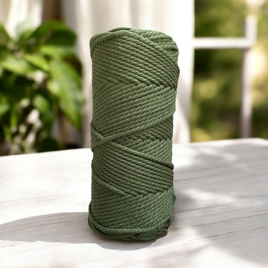 4MM 3ply Cord | ARMY GREEN | 100% Pure Cotton