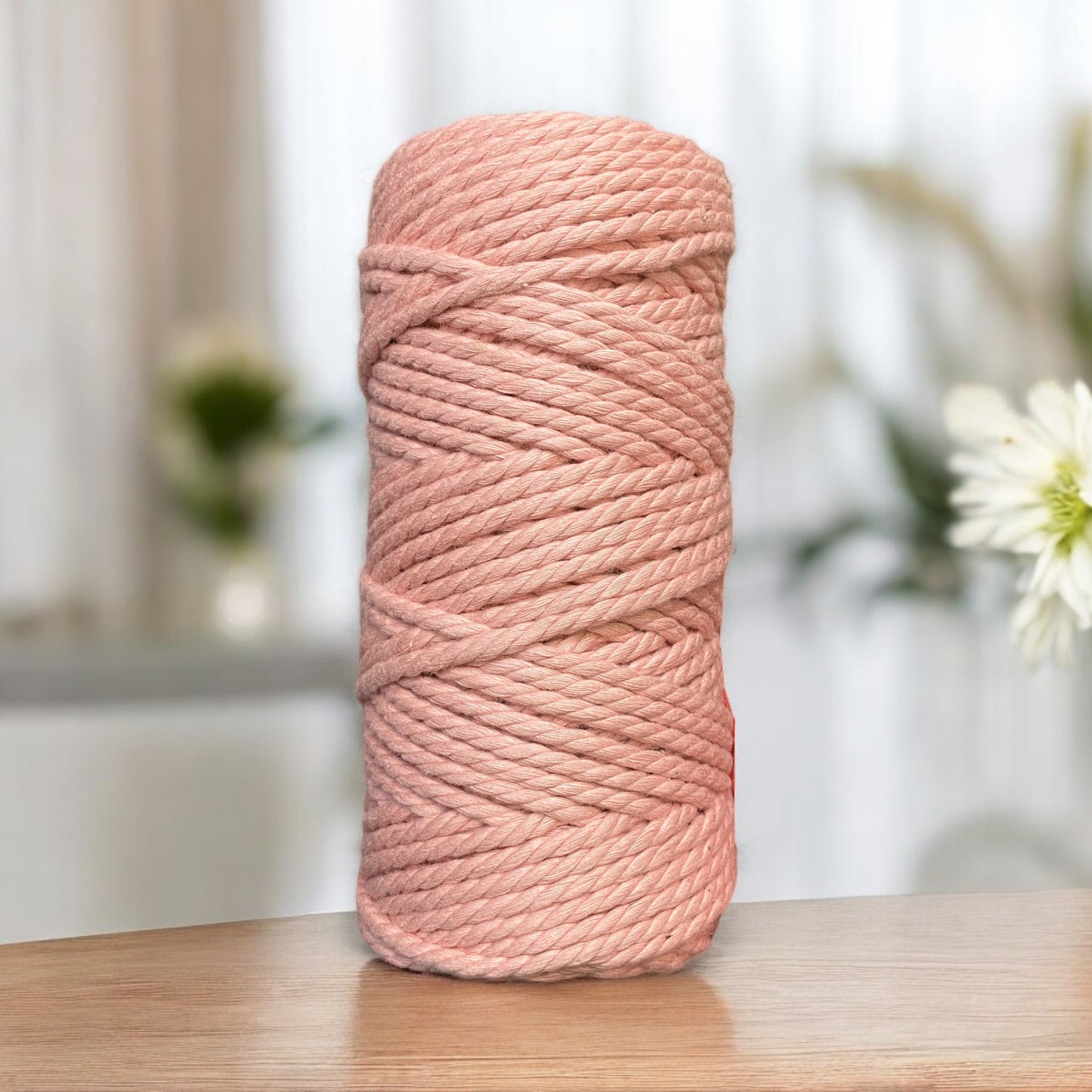 4mm 3ply Luxe Premium ultra-soft cotton in Matt Pink.  Comes in 55m per roll.