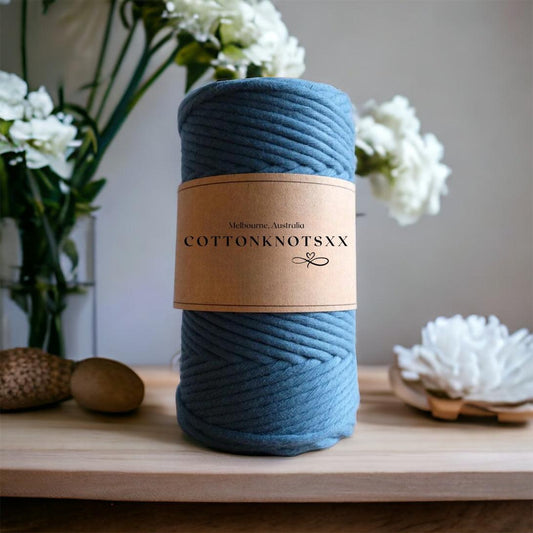 4MM DENIM BLUE Luxe Macrame String | 100% Cotton - Cottonknotsxx