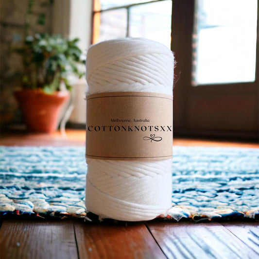 4MM SNOW WHITE Luxe Macrame String | 100% Cotton - Cottonknotsxx