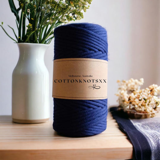 4MM MIDNIGHT BLUE Luxe Macrame String | 100% Cotton - Cottonknotsxx