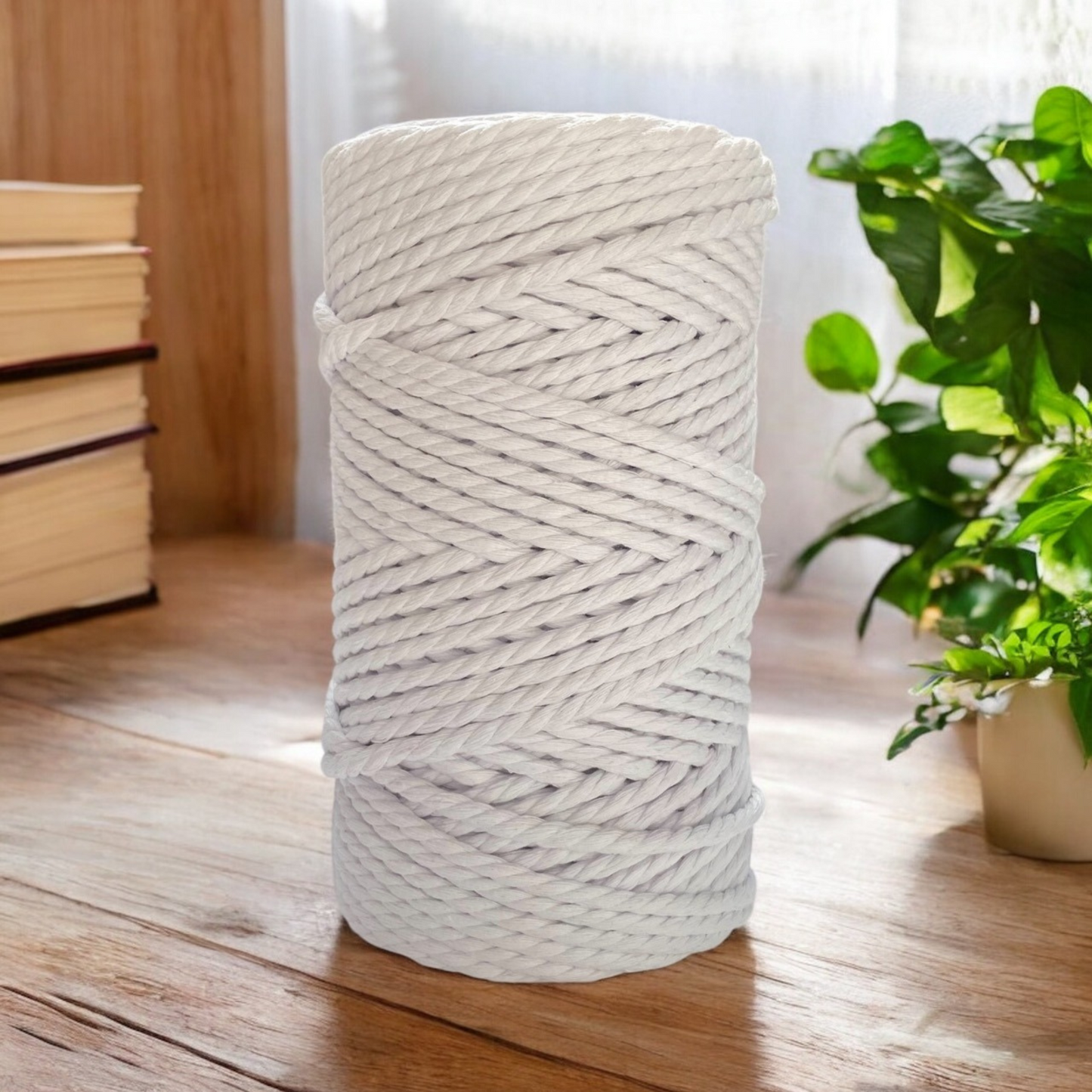 5MM 3Ply Cord | White | 100m | 100% Pure Cotton