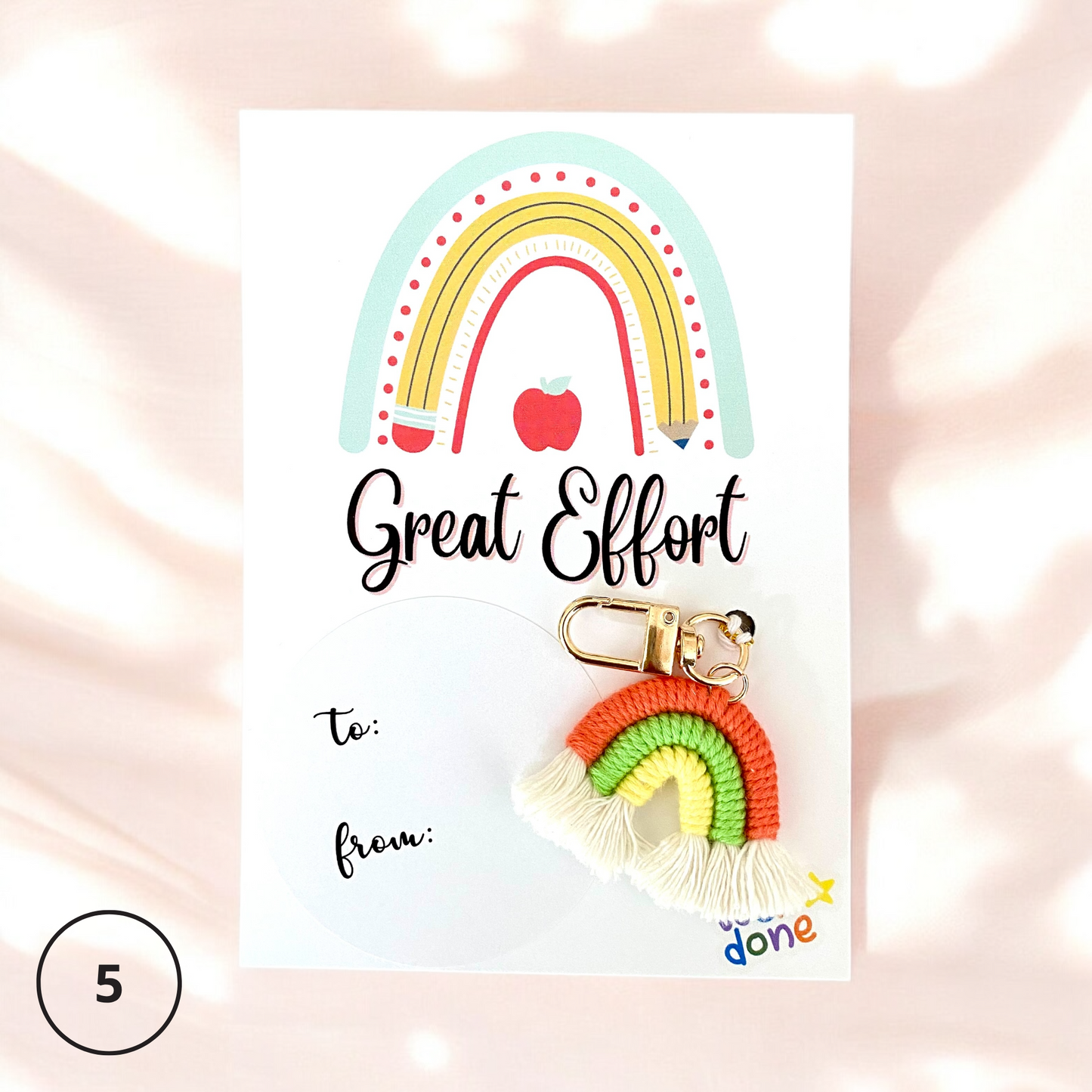 STUDENT | Great Effort Card | Rainbow Keyring Set