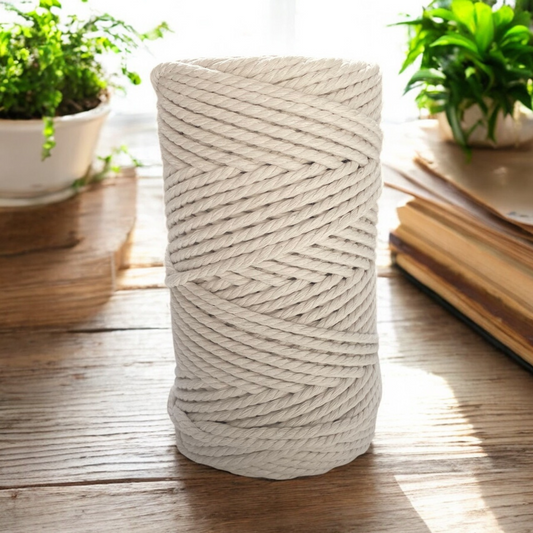 5MM 3Ply Macrame Cord | Natural | 100m | 100% Cotton - Cottonknotsxx