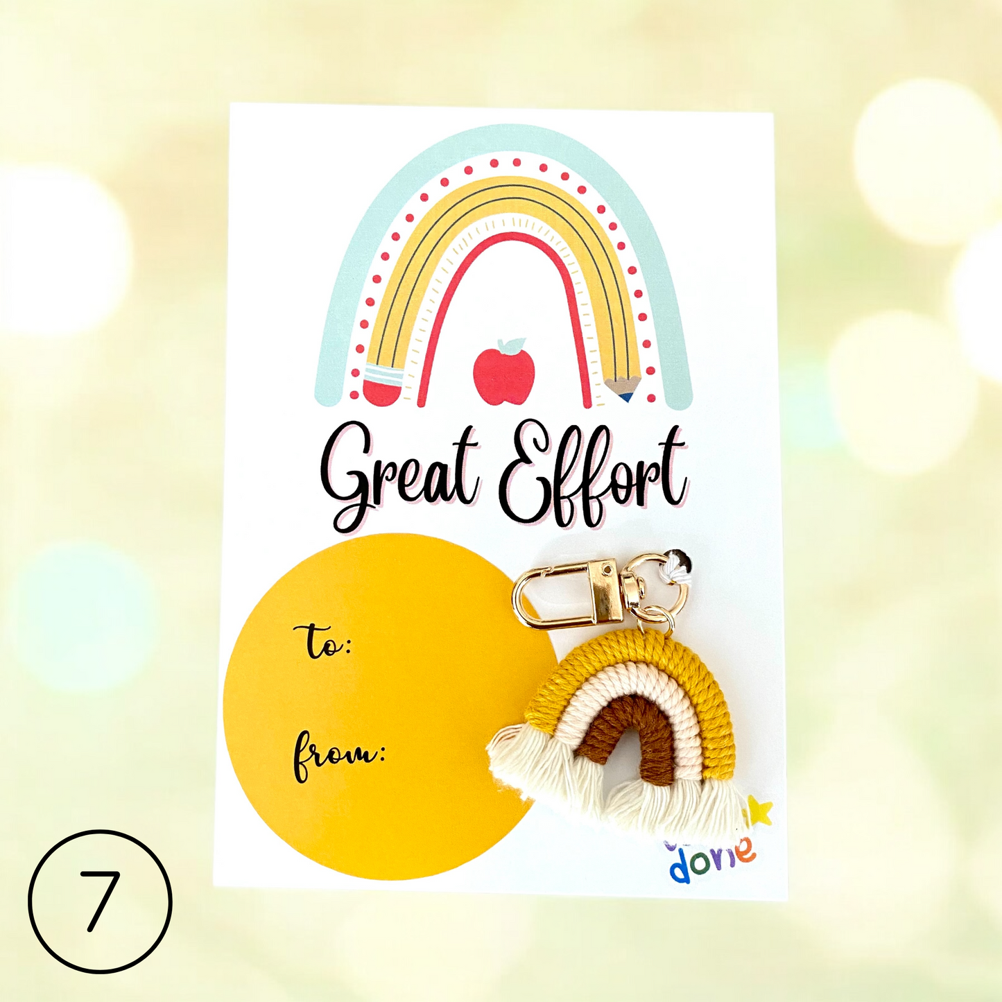 STUDENT | Great Effort Card | Rainbow Keyring Set