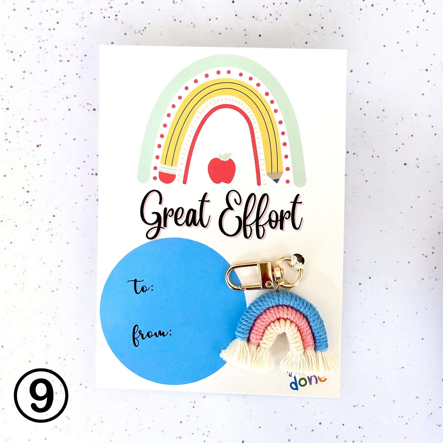 STUDENT | Great Effort Card | Rainbow Keyring Set