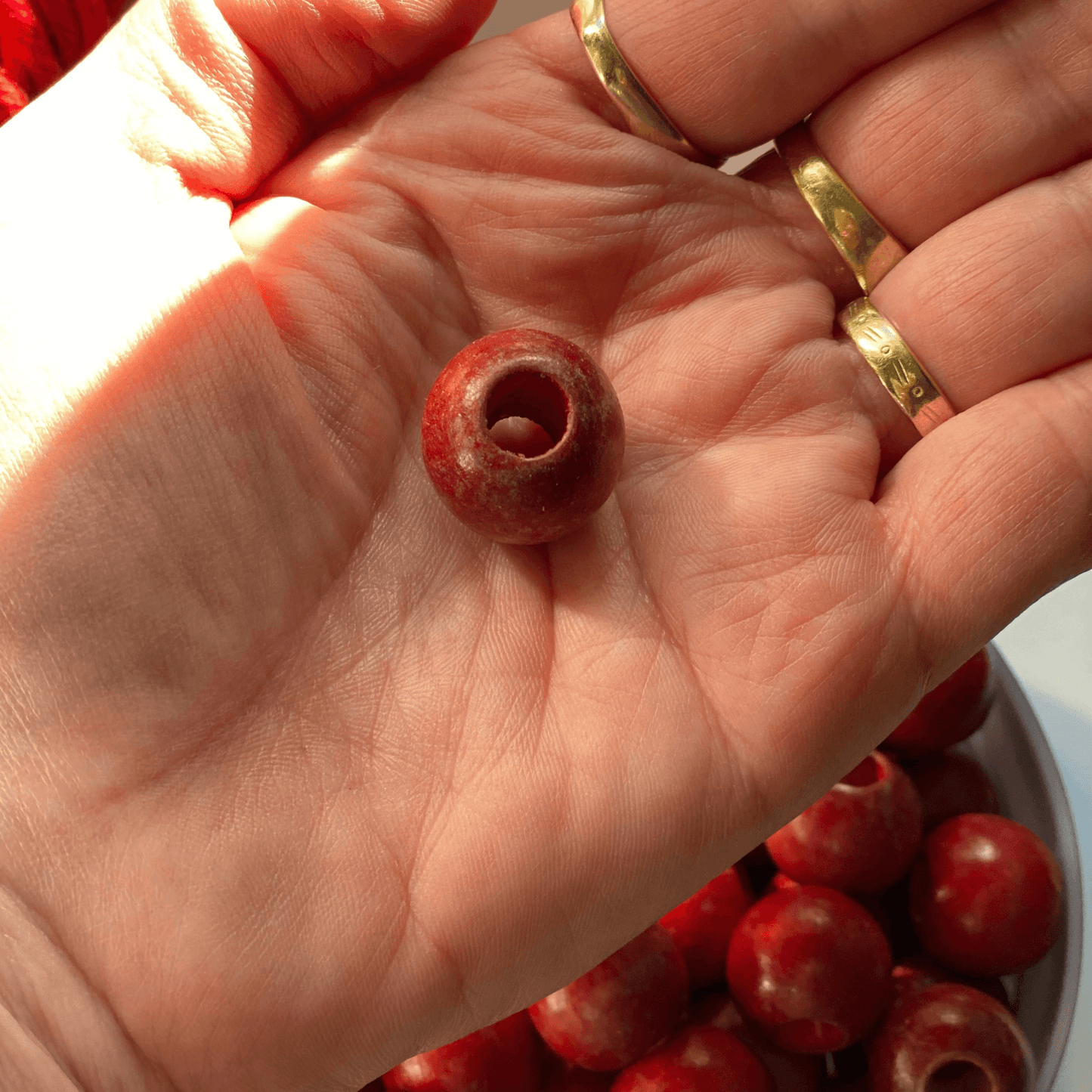 Large Rondelle shaped Beads // Red // 17mm x 19mm // Large Hole 8mm // 12 or 24 pack - Cottonknotsxx