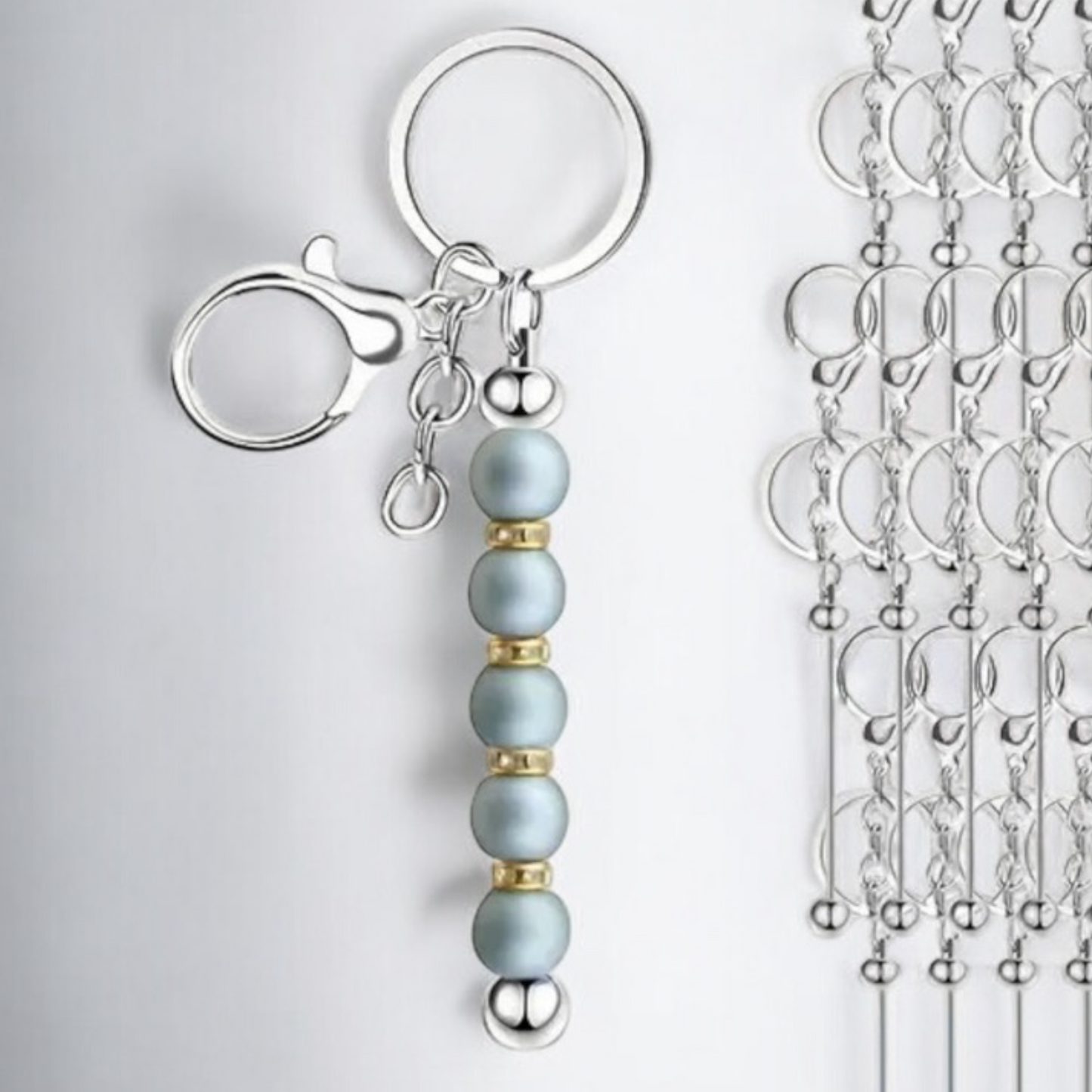 Blank Beadable Keychain Bar - Alloy Silver